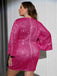 [Plus Size] 1960s Sequined Flare Sleeve Solid Wrap Dress