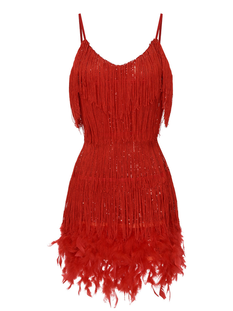 Shimmering Cocktail Tassel Fringe Spaghetti Straps Sequin Mini Dress Shimmering Cocktail Tassel Fringe Spaghetti Straps Sequin Mini Dress