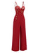 Red 1930s Christmas Elk Gilded Velvet Jumpsuit, vintage romper, retro jumpsuit - perfect for women who love vintage and retro fashion