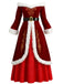 Red 1930s Christmas Velvet Faux Fur Trim Dress - vintage dress, retro fashion, elegant red