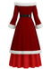 Red 1930s Christmas Velvet Faux Fur Trim Dress - vintage dress, retro fashion, elegant red