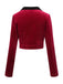Red 1930s Contrast Lapel Velvet Bolero Jacket, vintage coat, retro outerwear - perfect for women who love vintage and retro fashion