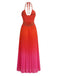 Red 1930s Gradient Halter Pleated Cut-Out Maxi Dress | vintage dress, retro fashion, elegant style - perfect for retro fashion enthusiasts