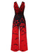 Red 1930s Halloween V-Neck Bat Jumpsuit: timeless style reimagined