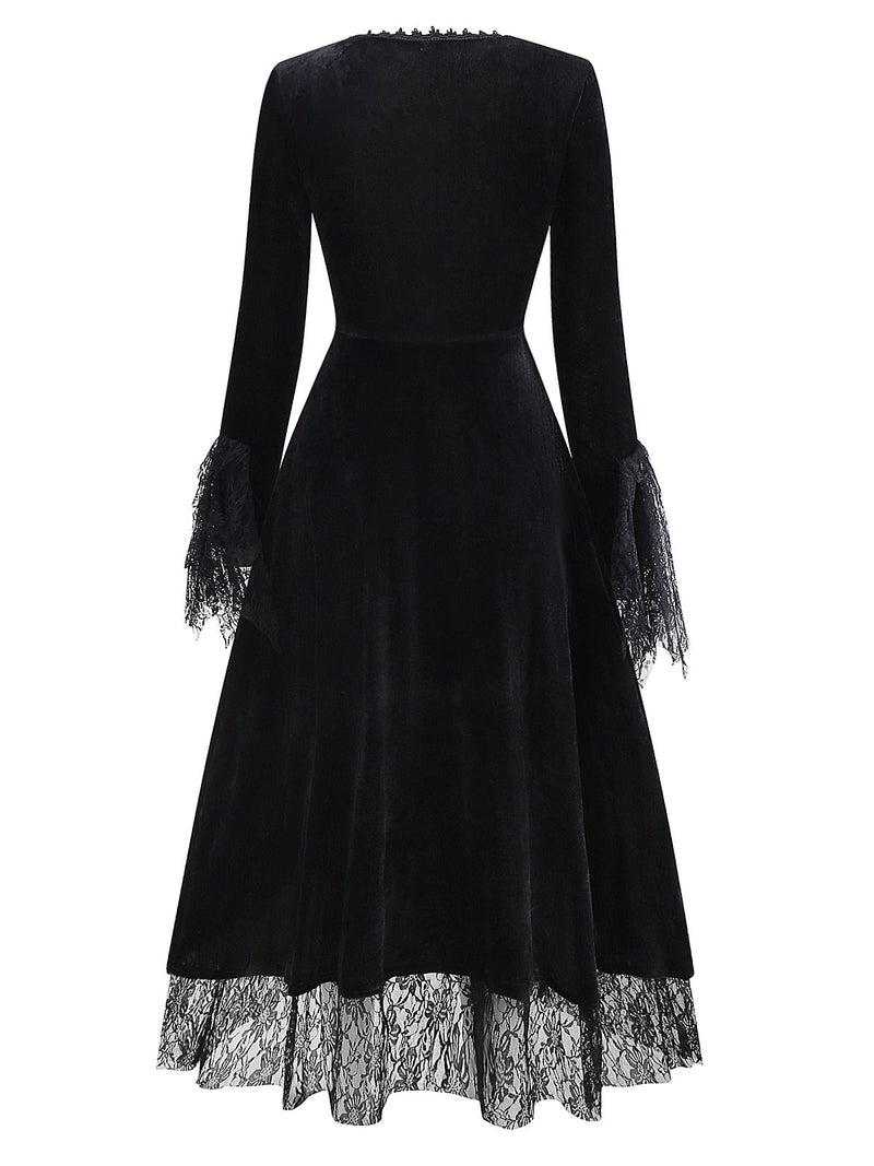 halloween lace dress Red 1930s Vampire Queen Lace-Up Color:Buganvilla White Heels What Color 1 Edwardian Gothic lace no:Z018063