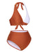 Red 1930s Halter Contrast Swimsuit: 1930s Riviera elegance, reimagined for her