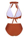 This Red 1930s Halter Contrast Swimsuit carries 1930s vacation dreams in every stitch