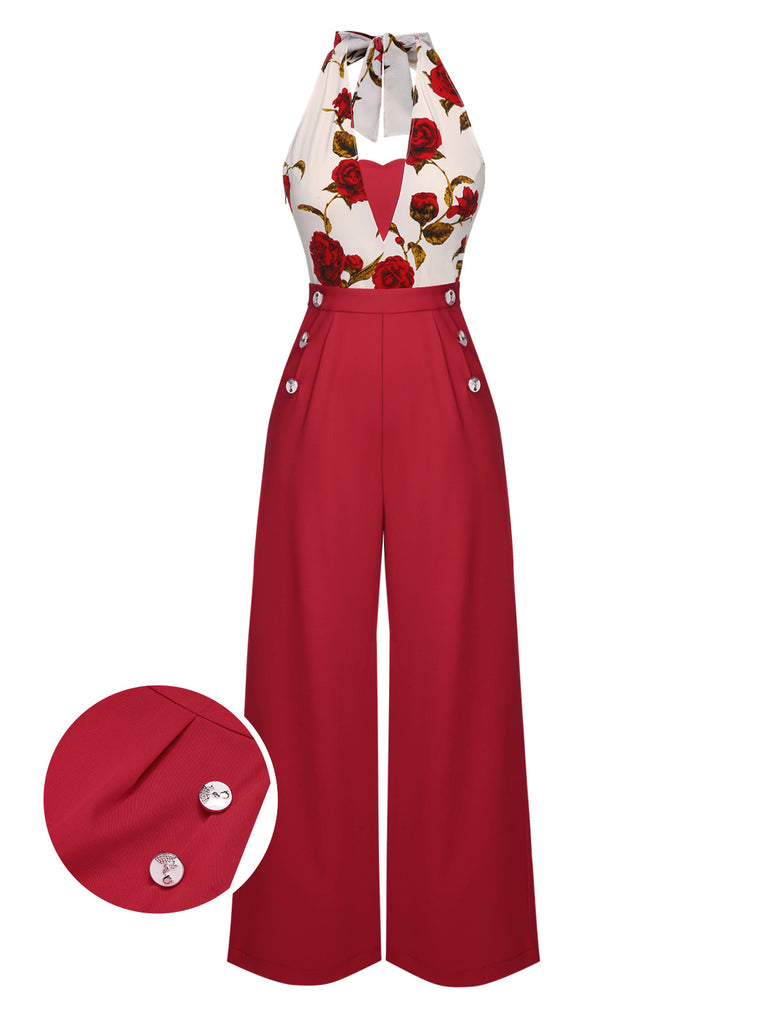 1930s Halter Deep VNeck Jumpsuit | 1930s | vintage romper, retro jumpsuit