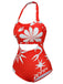 Red 1930s Halter Floral One-Piece Swimsuit: 1930s Riviera elegance, reimagined for her