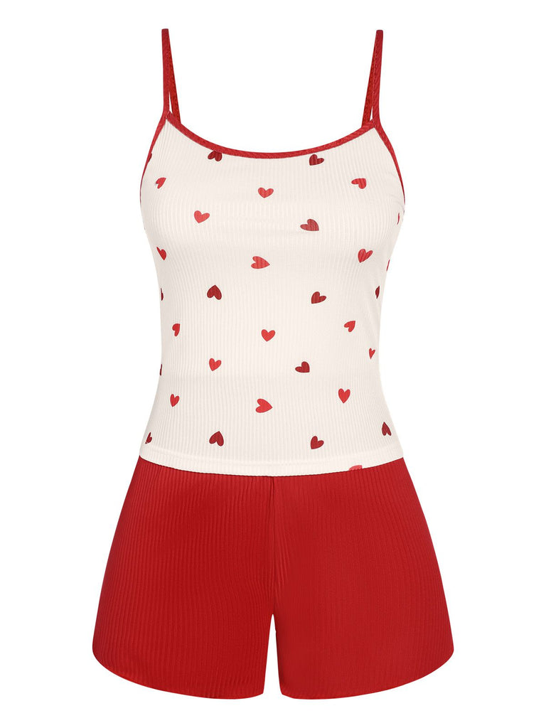 Red 1930s Heart Pajama Set, vintage fashion, retro style - perfect for women who love vintage and retro fashion