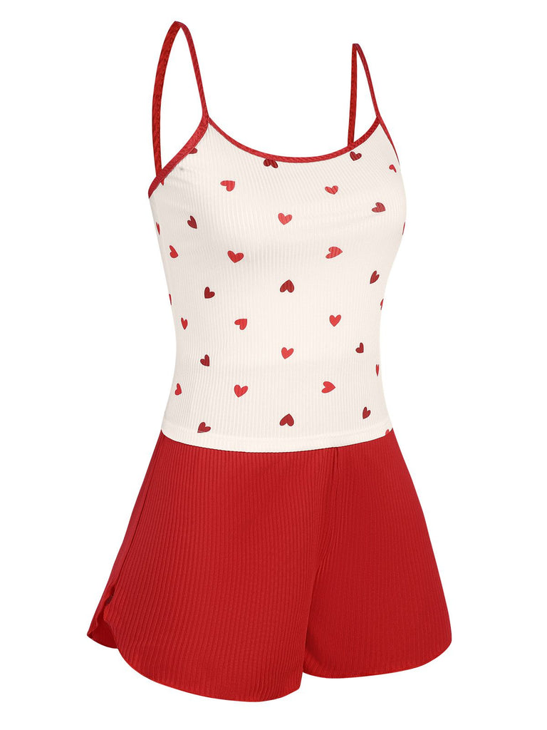 Red 1930s Heart Pajama Set, vintage fashion, retro style - perfect for women who love vintage and retro fashion