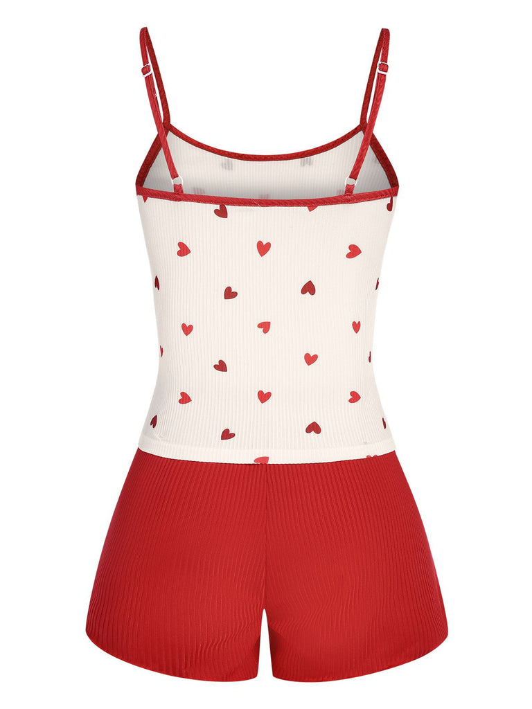 Red 1930s Heart Pajama Set, vintage fashion, retro style - perfect for women who love vintage and retro fashion