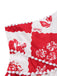 Red and white floral patterned fabric with decorative trim on a white background