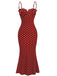 Red 1930s Polka Dot Spaghetti Strap Bodycon Dress, vintage dress, retro fashion - perfect for women who love vintage and retro fashion