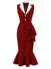 She slips into this Red 1930s Reflective Corduroy Fishtail Dress and suddenly it's a 1930s daydream