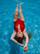 Red 1930s Retro Halter Solid One-piece Swimsuit — vintage elegance for the modern woman