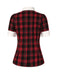 Red 1930s Shirt Collar Gingham Plaid Top - vintage fashion, retro style, elegant red