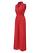 Red 1930s Solid Lapel Wide Leg Jumpsuit, vintage romper, retro jumpsuit - perfect for women who love vintage and retro fashion