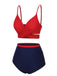 Red 1930s Spaghetti Strap Color Block Swimsuit — because 1930s glamour never goes out of style