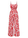 She finds her 1930s story in this Red 1930s Spaghetti Strap Floral Wide-Leg Jumpsuit