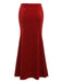 This 2PCS Red 1930s Velvet Lace Patchwork Top & Skirt brings 1930s soul to her everyday
