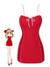 She's wearing Red 1940s Bow Straps One-Piece Swimsuit and the whole beach remembers the 1940s