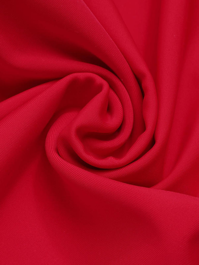 This Red 1940s Bow Straps One-Piece Swimsuit carries 1940s vacation dreams in every stitch