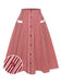 She sways in this Red 1940s Buttoned Stripes Skirt and it's pure 1940s magic