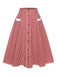 Red 1940s Buttoned Stripes Skirt: 1940s grace for the woman who dances through life