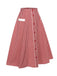This Red 1940s Buttoned Stripes Skirt spins 1940s stories with every step