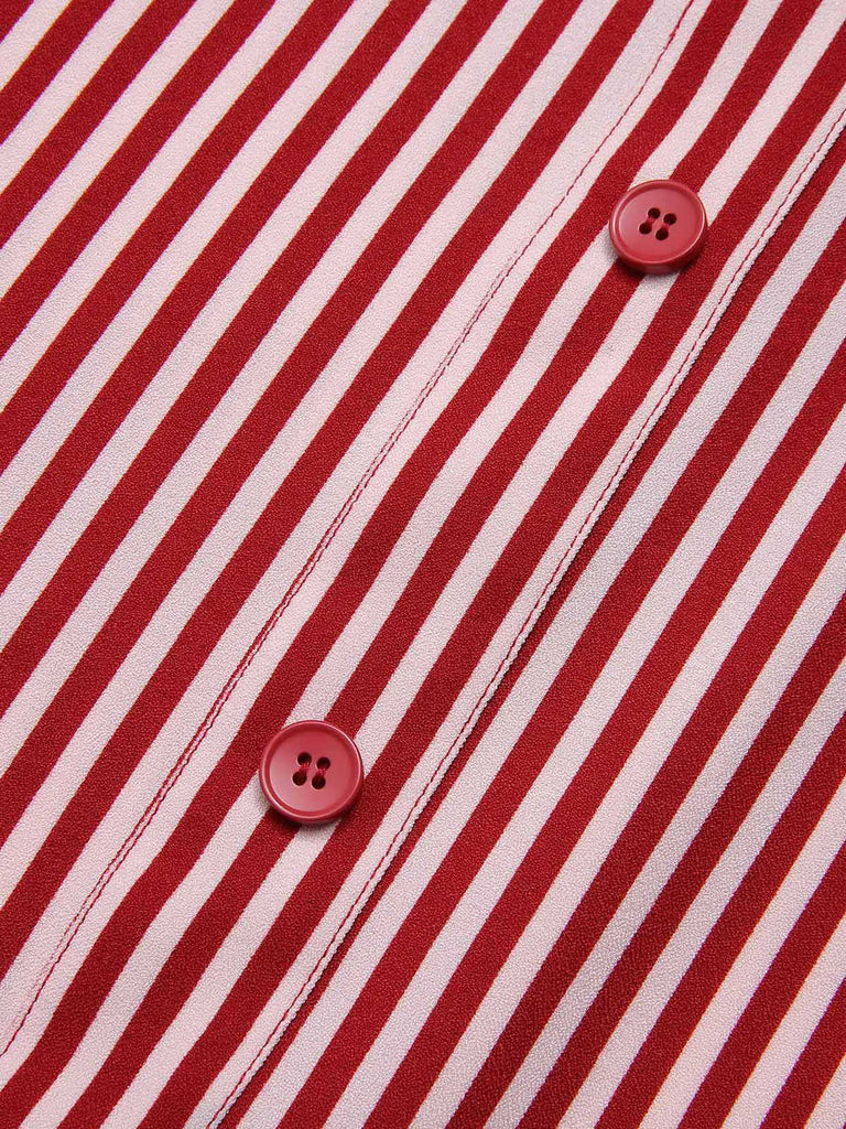 She sways in this Red 1940s Buttoned Stripes Skirt and it's pure 1940s magic