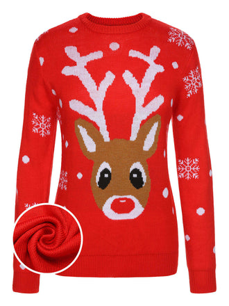 Red 1940s Christmas Reindeer Knit Sweater, vintage fashion, retro style - perfect for women who love vintage and retro fashion