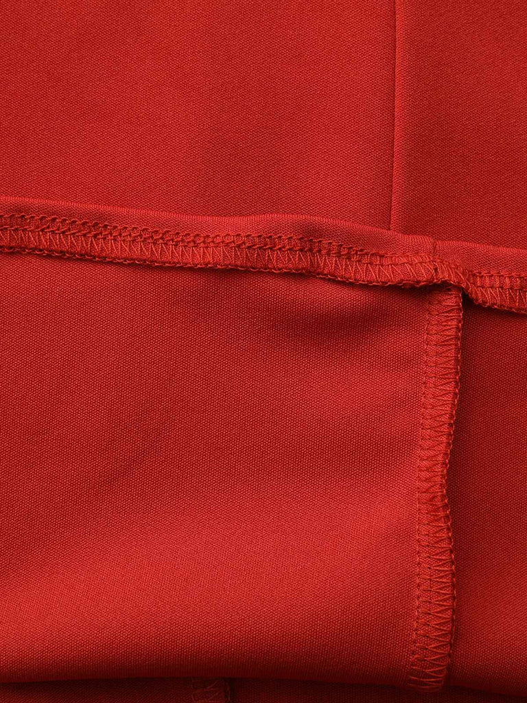 Red 1940s Diagonal Button Stand Collar Coat - vintage fashion, retro style, elegant red