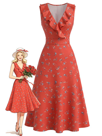 [Pre-Sale] Wine Red 1940s Vintage Retro Dress