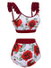 Red 1940s Floral Ruffles Swimsuit: timeless style reimagined