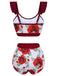 Red 1940s Floral Ruffles Swimsuit — vintage elegance for the modern woman