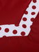 Close-up: 1940s Red 1940s Halter Patchwork One-piece Swimsuit, perfect for vintage themed parties and retro fashion enthusiasts