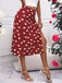 She sways in this Red 1940s Hearts Polka Dot Slit Skirt and it's pure 1940s magic