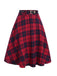 This Red 1940s Plaid Belted A-Line Skirt spins 1940s stories with every step