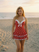 Red 1940s Polka Dots Halter One-Piece Swimsuit - vintage swimsuit, pin-up style, elegant red