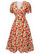 Red 1940s Rose V-Neck Swing Dress, vintage dress, retro fashion, rockabilly, pin-up fashion - perfect for women who love vintage and retro fashion