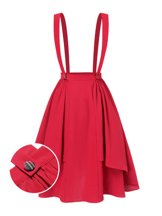She sways in this Red 1940s Solid Layered Suspender Skirt and it's pure 1940s magic