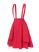 This Red 1940s Solid Layered Suspender Skirt spins 1940s stories with every step