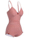 This Red 1940s Spaghetti Strap Stripes One-Piece Swimsuit carries 1940s vacation dreams in every stitch