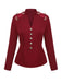 Red 1940s Stand Collar Butterflies Blouse — vintage elegance for the modern woman