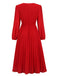 This Red 1940s V-Neck Solid Pleated Dress wraps her in 1940s elegance, one twirl at a time