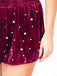 Red 1950s 3D Pearl Embellished Velvet Shorts - vintage fashion, retro style, elegant red