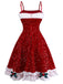 Red 1950s Bow Sequined Raw Hem Dress - vintage dress, retro fashion, rockabilly