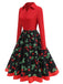 Red 1950s Cherry Print Long Sleeve Swing Dress - vintage dress, retro fashion, rockabilly