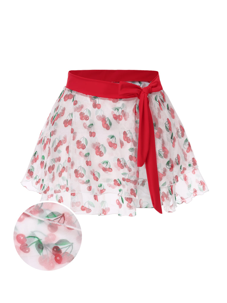 Red 1950s Cherry Tie Waist Cover Up - vintage fashion, retro style, elegant red